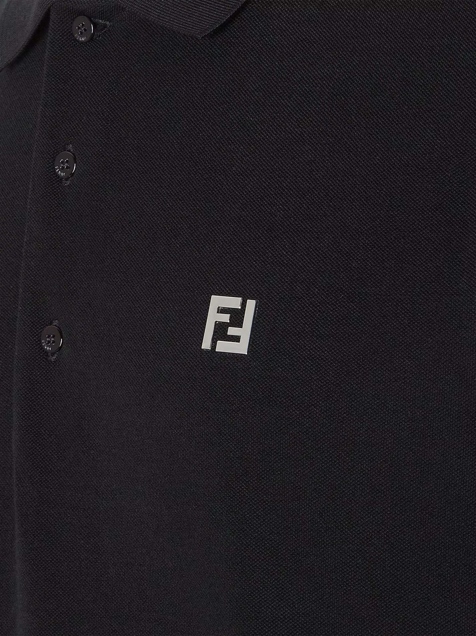 Fendi Slim-Fit Black Classic Collar Logo Polo Zwart