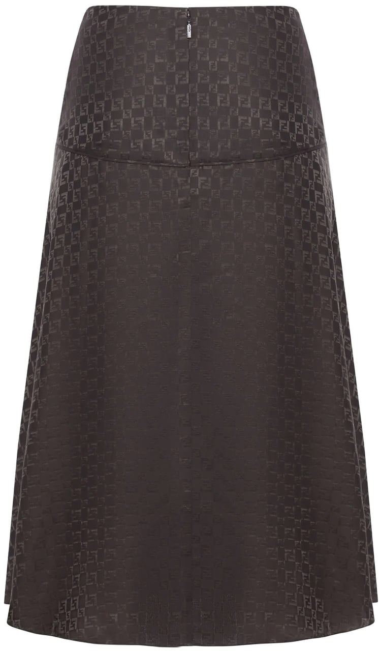 Fendi Chess FF Brown Flared Checkerboard Skirt Zwart