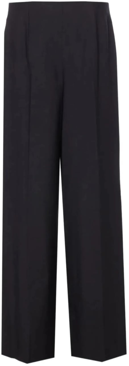 Fendi Wide-Leg Cropped Black Wool Tailored Trousers Zwart