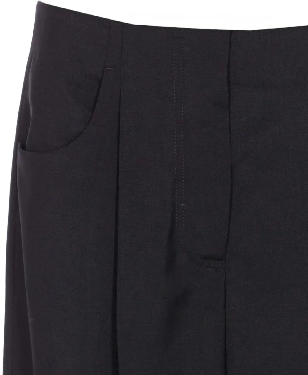 Fendi Wide-Leg Cropped Black Wool Tailored Trousers Zwart