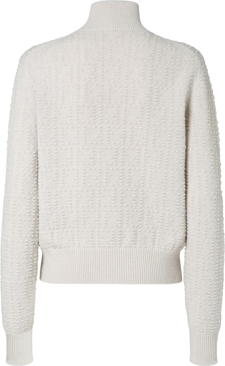 Fendi White Textured Knit Mock Neck Sweater Wit