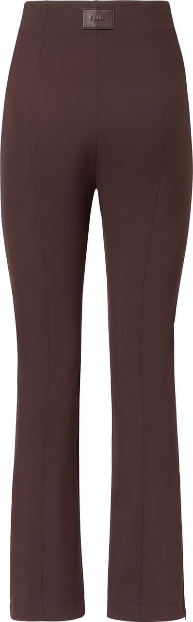 Fendi Fitted Brown High Waist Ankle-Zip Pants Zwart