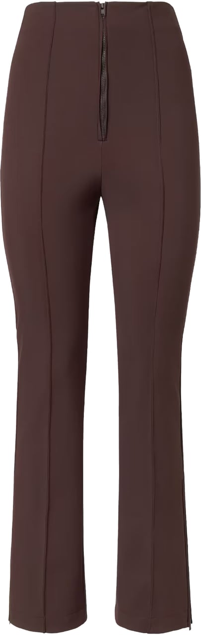 Fendi Fitted Brown High Waist Ankle-Zip Pants Zwart