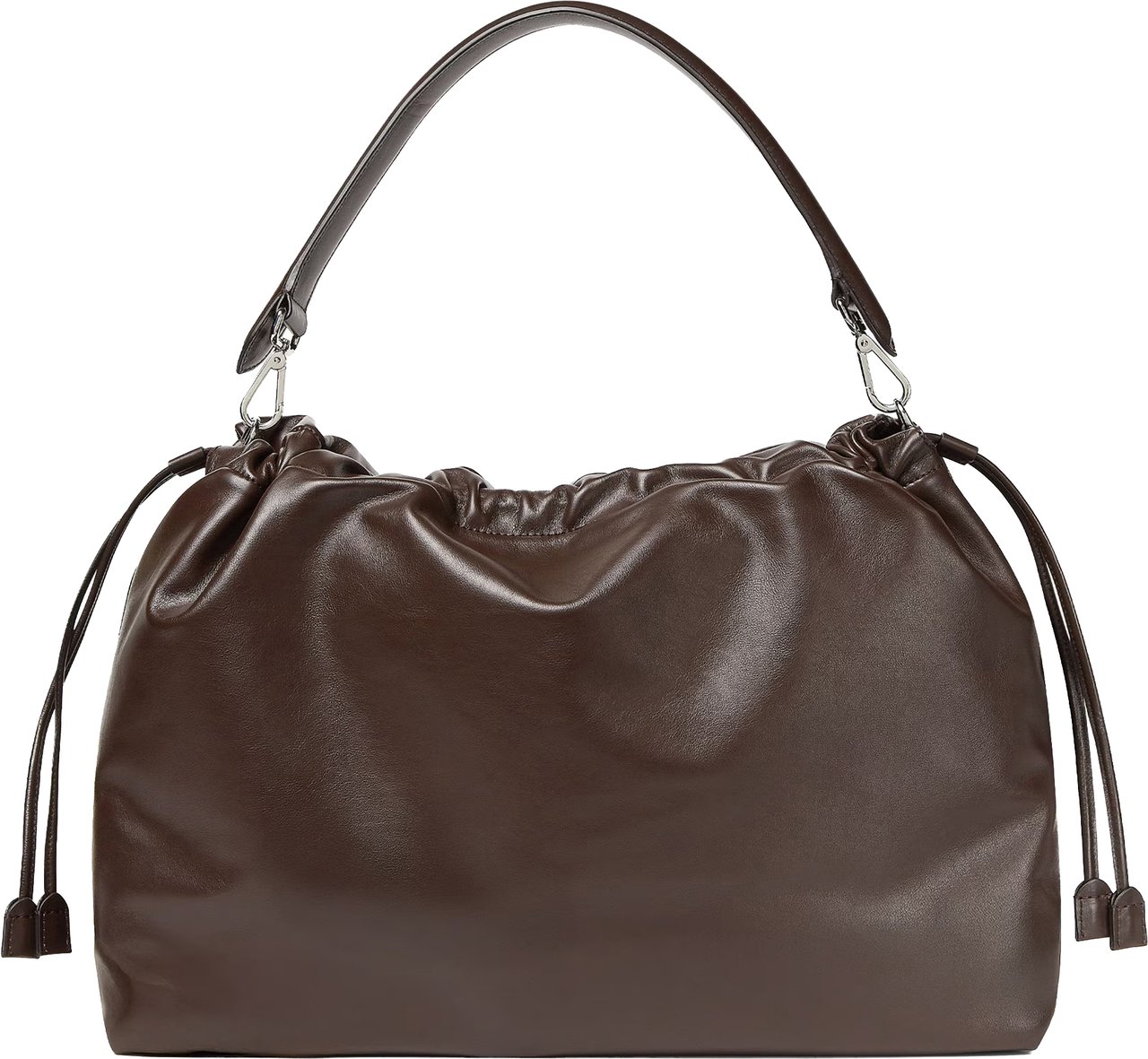 Fendi Mamma Baguette Ruched Brown Leather Bag Grijs