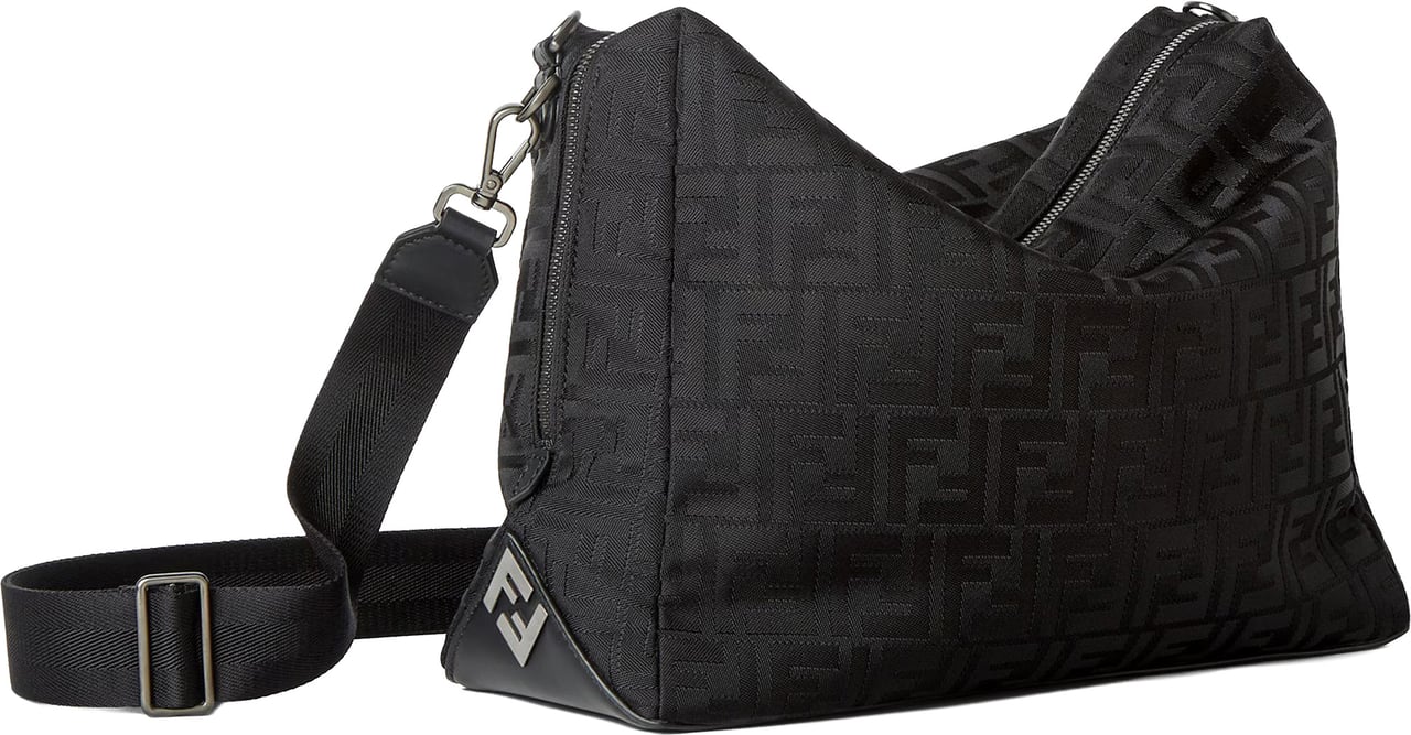 Fendi Lui L Rectangular Nylon Embossed Bag Zwart