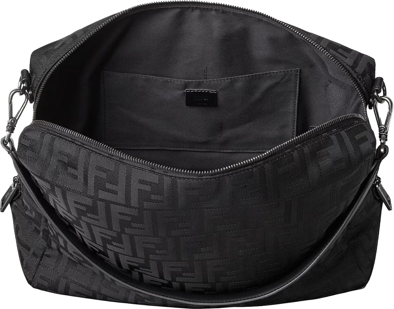 Fendi Lui L Rectangular Nylon Embossed Bag Zwart