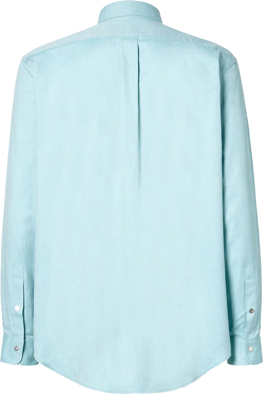 Fendi Comfort Oxford Light Blue Embroidered Shirt Blauw