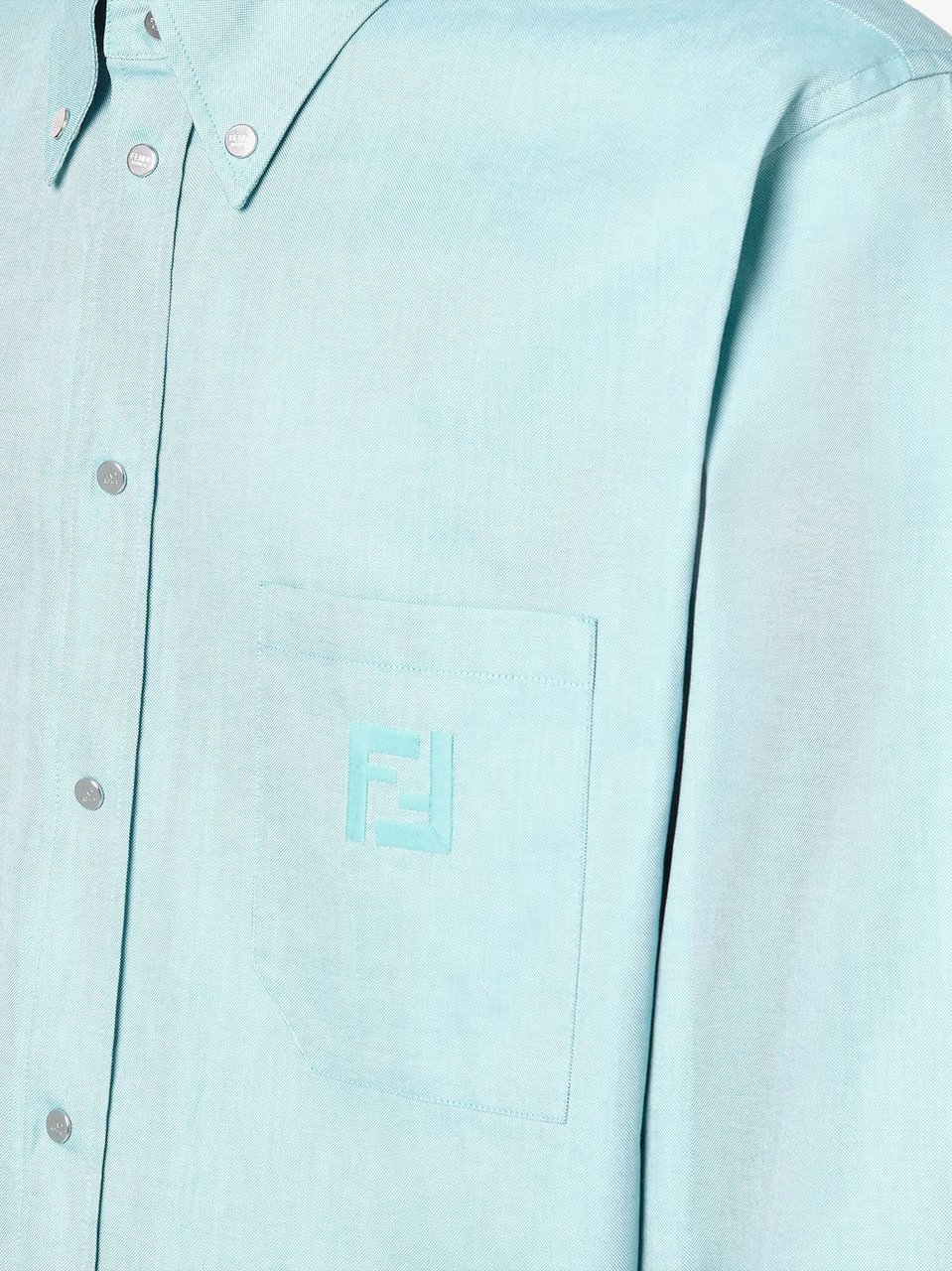 Fendi Comfort Oxford Light Blue Embroidered Shirt Blauw