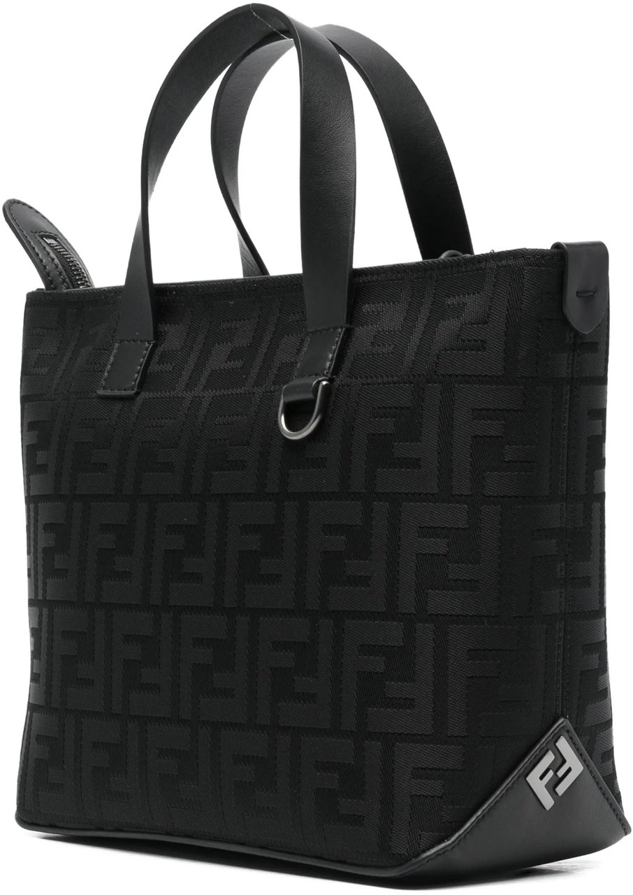 Fendi Grace Sm Nylon FF Embossed Tote Zwart