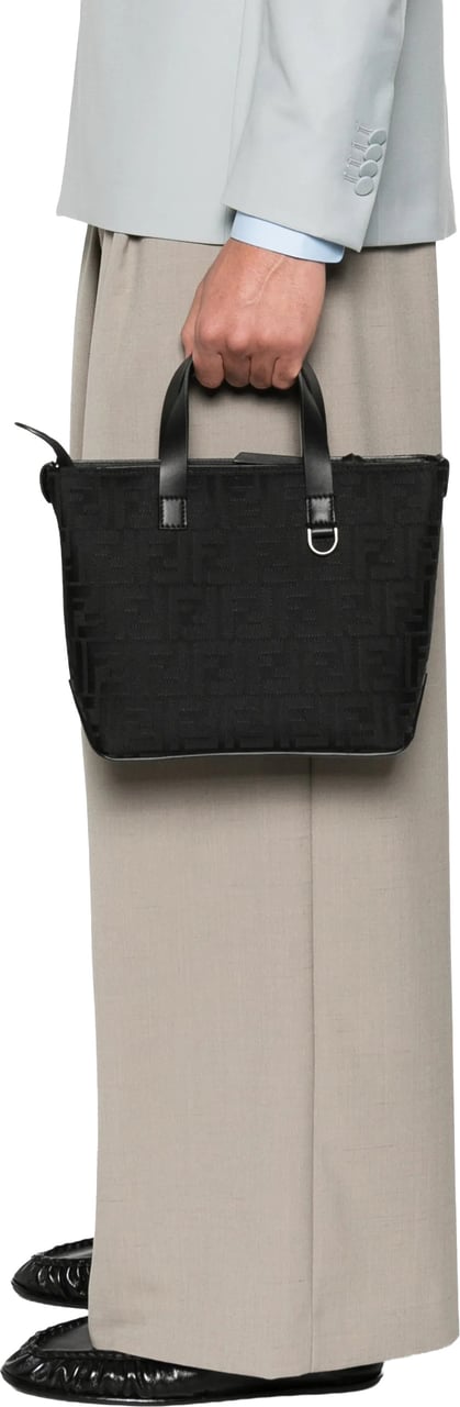 Fendi Grace Sm Nylon FF Embossed Tote Zwart