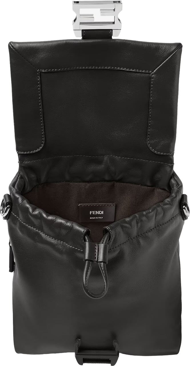 Fendi Baguette Crossbody Vit Malib Smooth Leather Bag Zwart