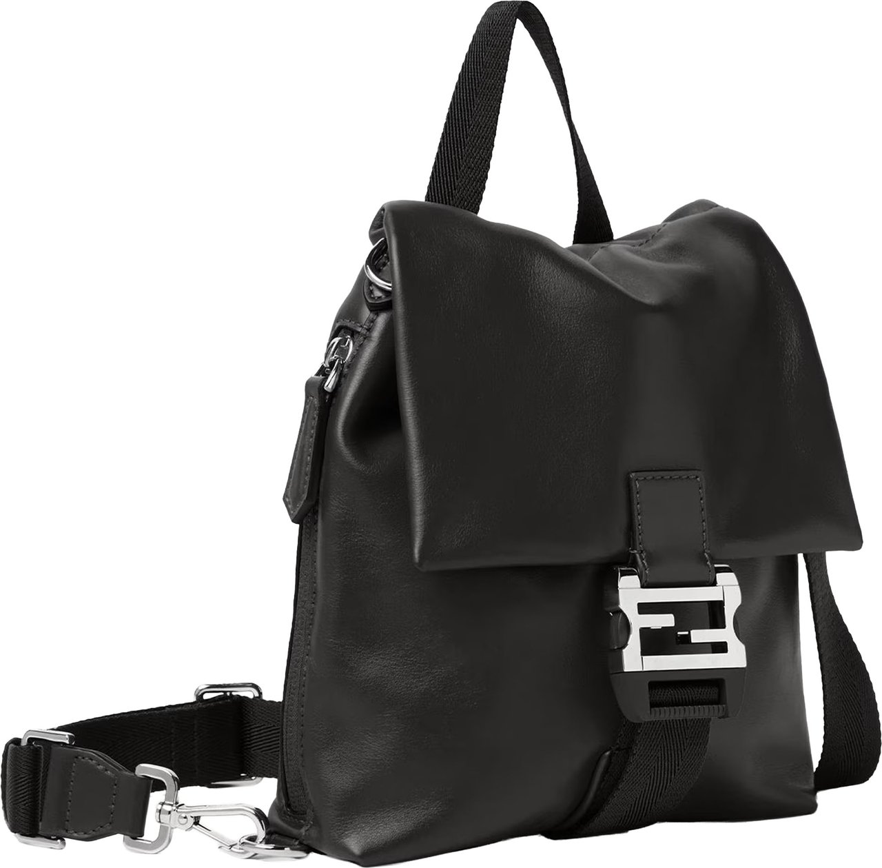 Fendi Baguette Crossbody Vit Malib Smooth Leather Bag Zwart