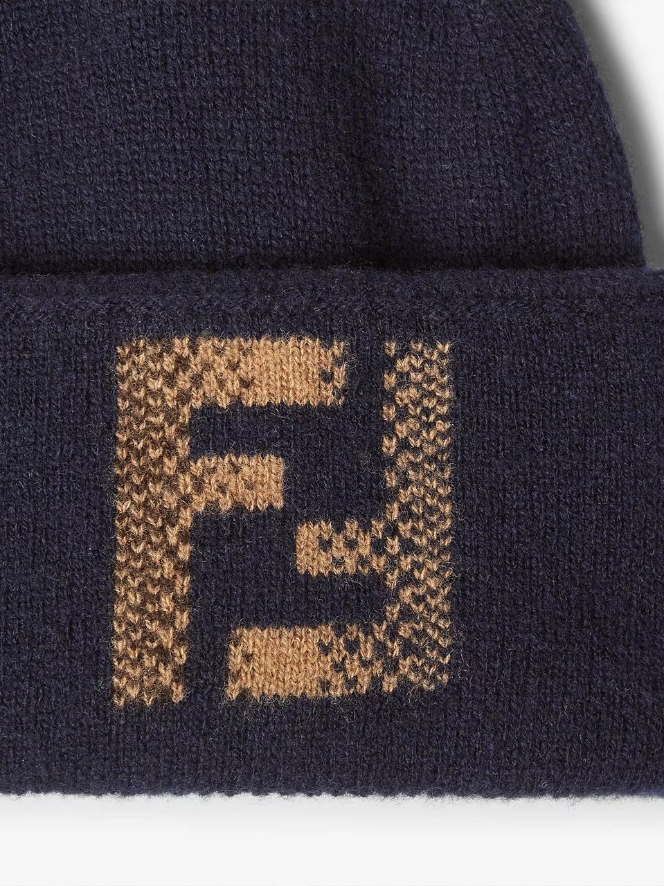 Fendi FF Sfumata Knitted Deep Navy Beanie Zwart