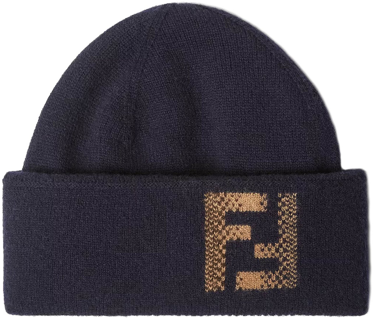 Fendi FF Sfumata Knitted Deep Navy Beanie Zwart