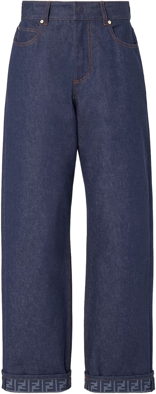 Fendi FF Reverse Den Wide-Leg Indigo Jeans Grijs