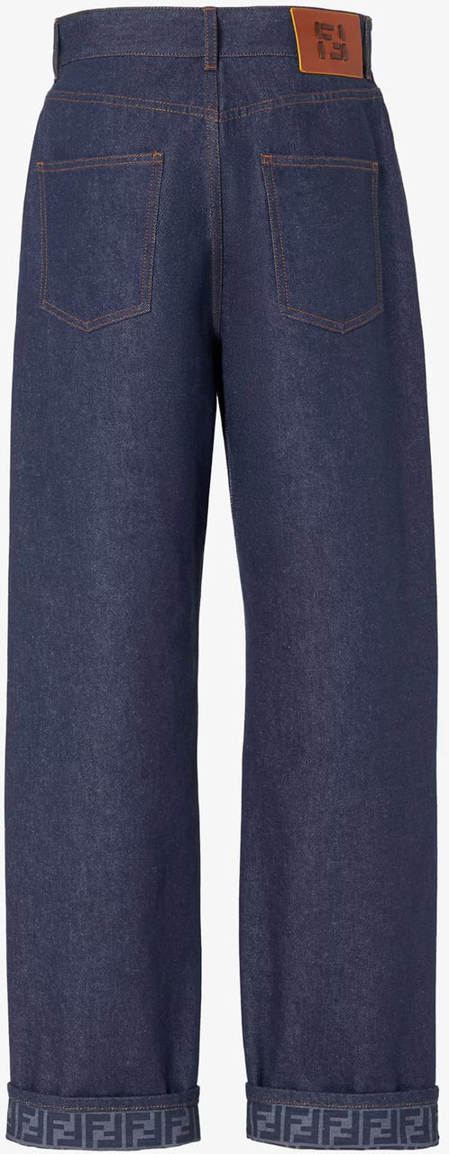 Fendi FF Reverse Den Wide-Leg Indigo Jeans Grijs