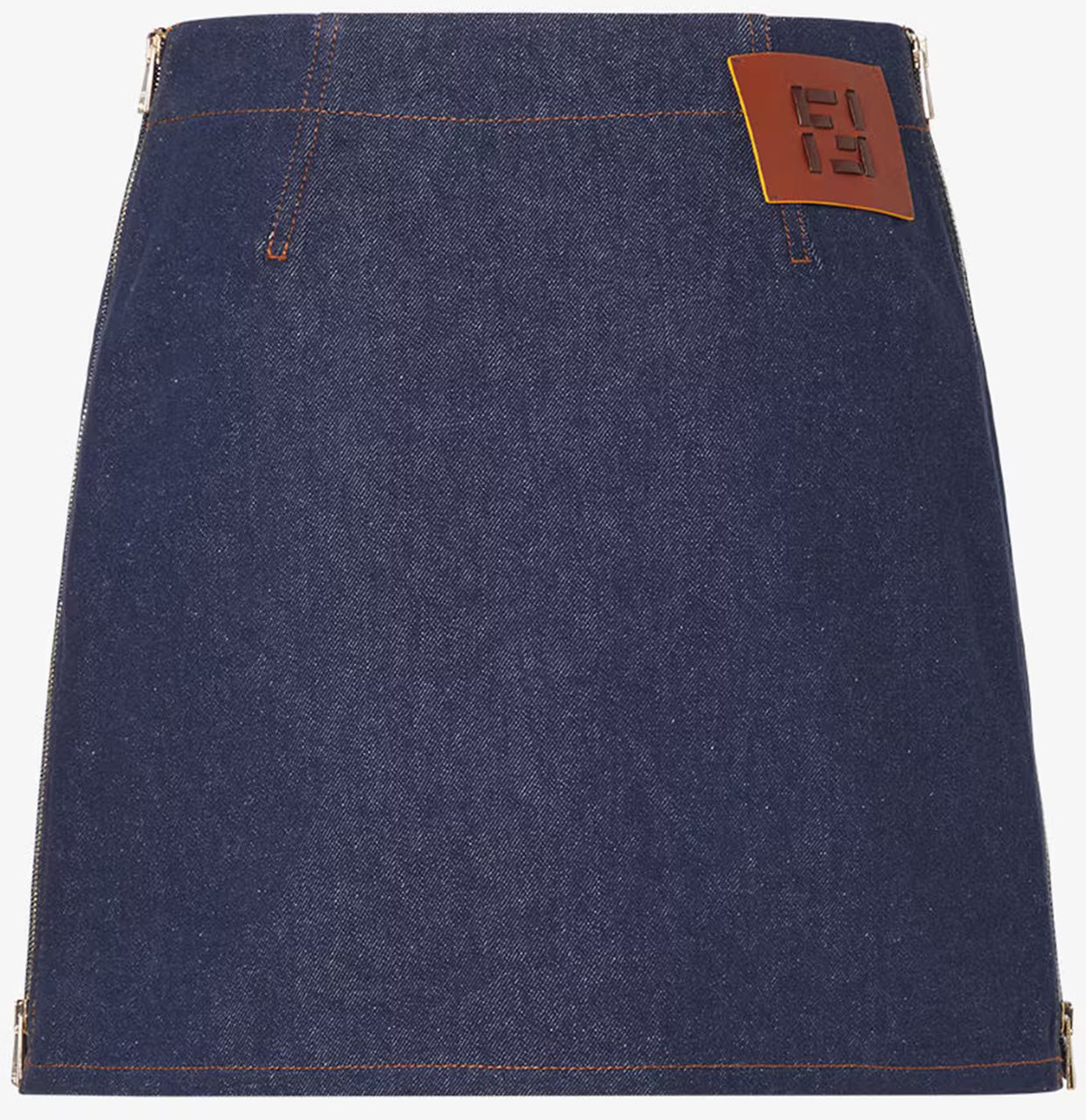 Fendi FF Reverse Den Indigo Denim Mini Skirt Grijs