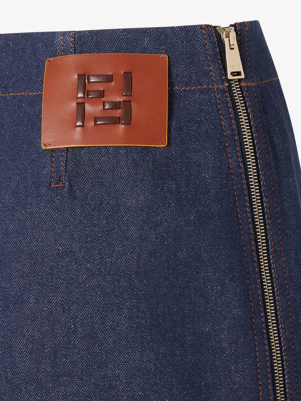 Fendi FF Reverse Den Indigo Denim Mini Skirt Grijs