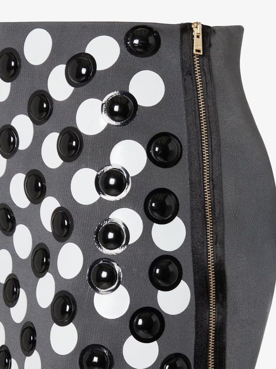 Fendi Viscose Mini Skirt with Circular Embellishments Grijs