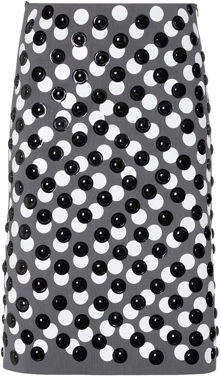 Fendi Viscose Mini Skirt with Circular Embellishments Grijs