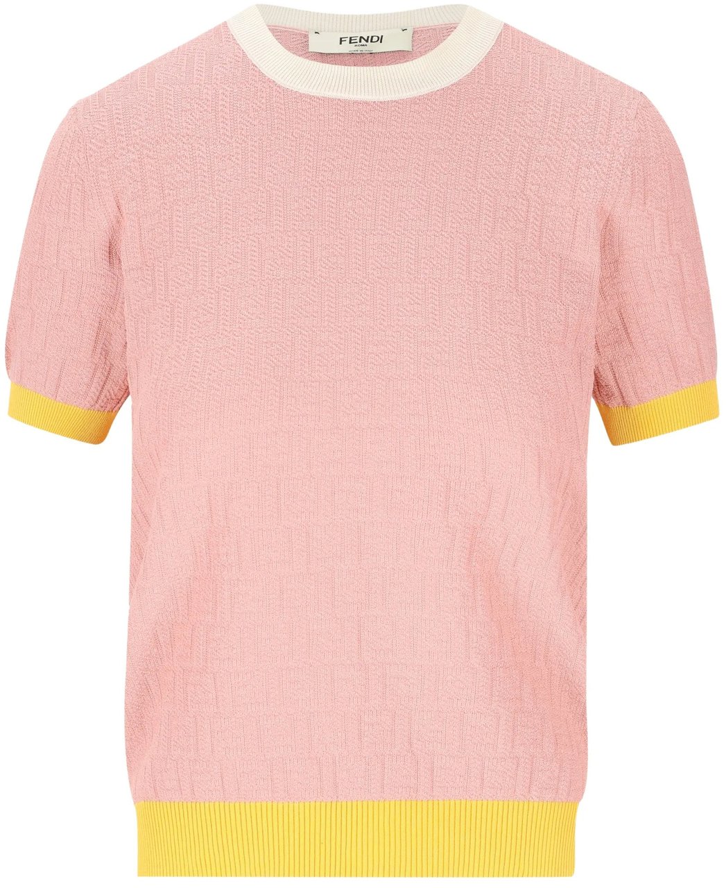 Fendi Color Block FF Short-Sleeved Knit Top Roze