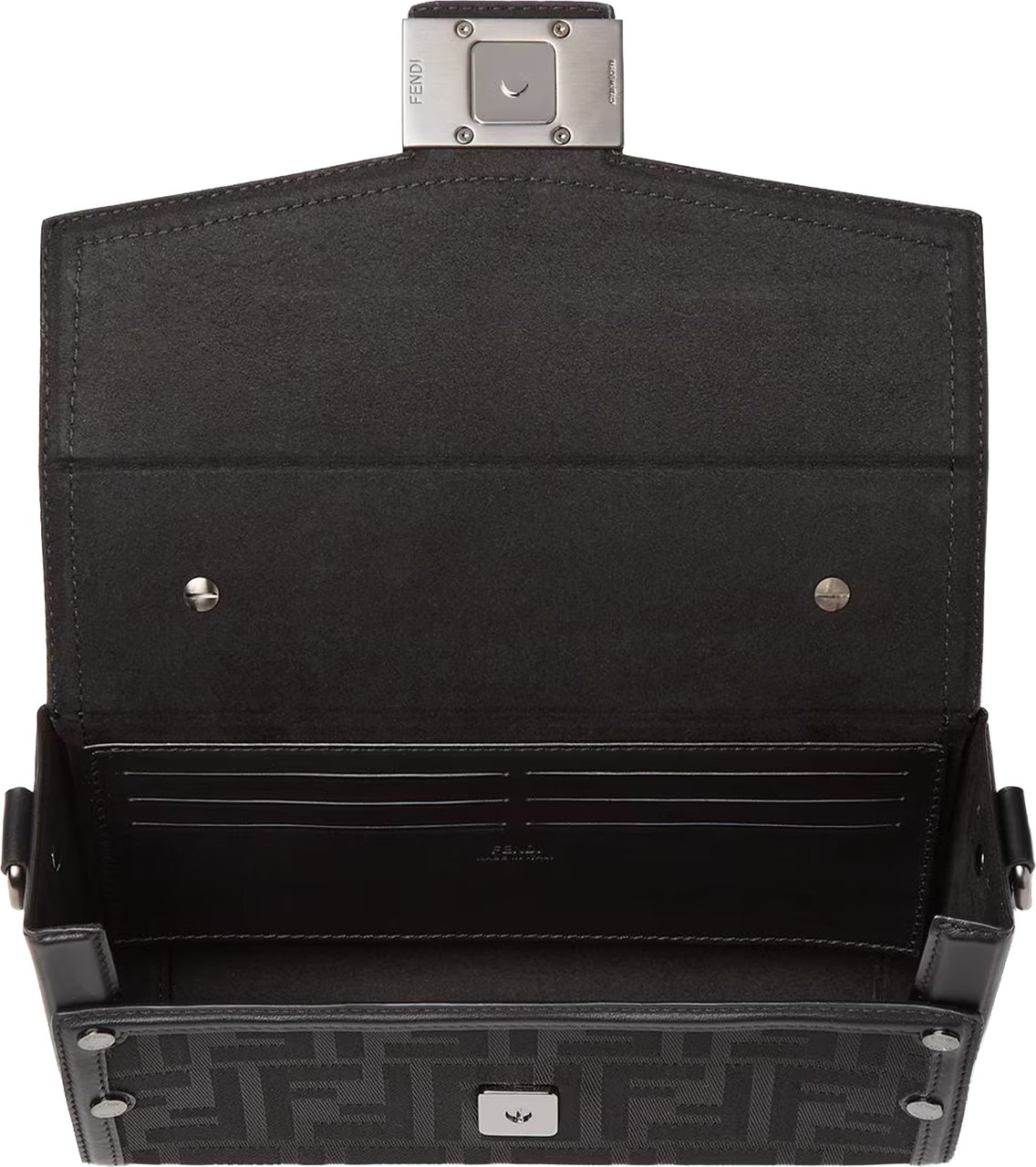 Fendi Baguette Soft T Nylon Jacquard Bag Zwart