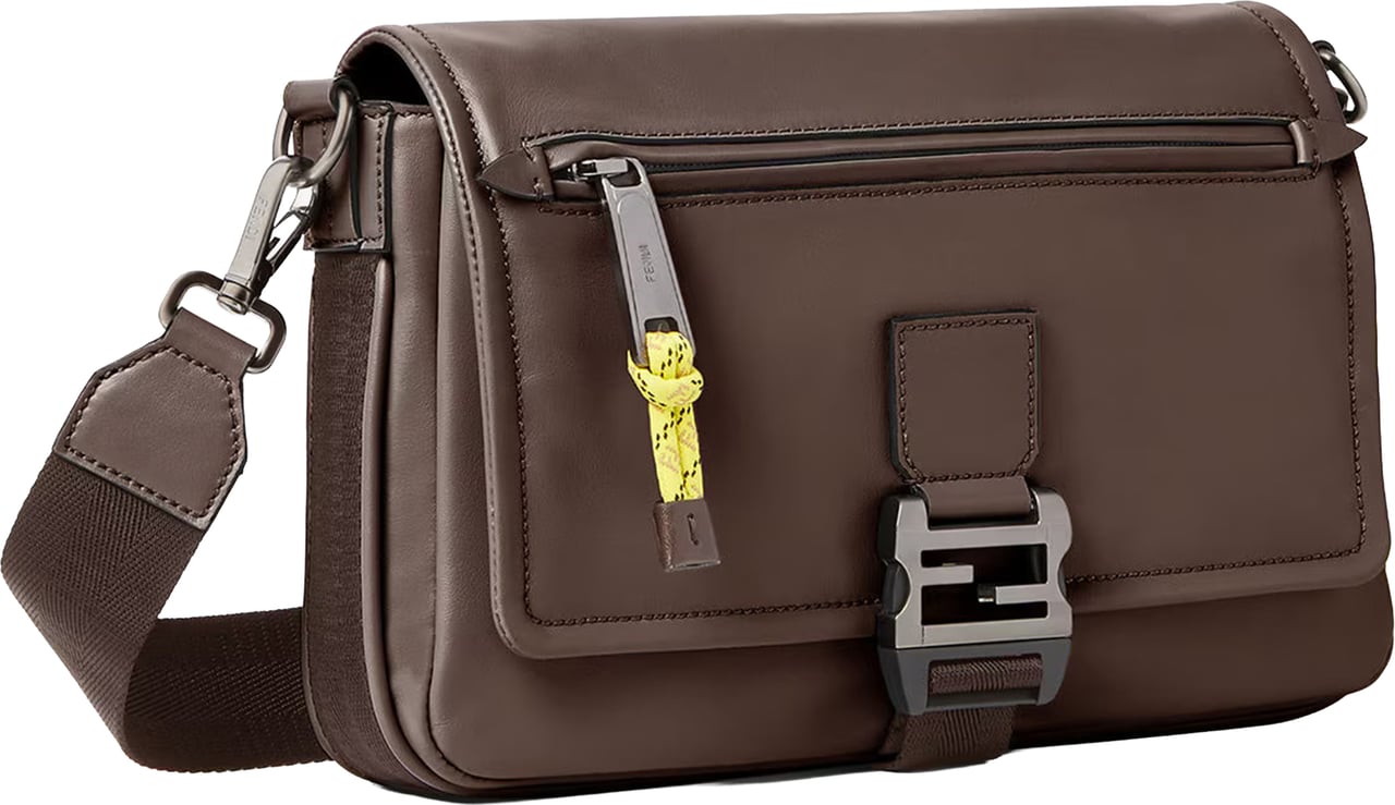 Fendi Flux Messenger B Vit.Mal Brown Leather Messenger Grijs
