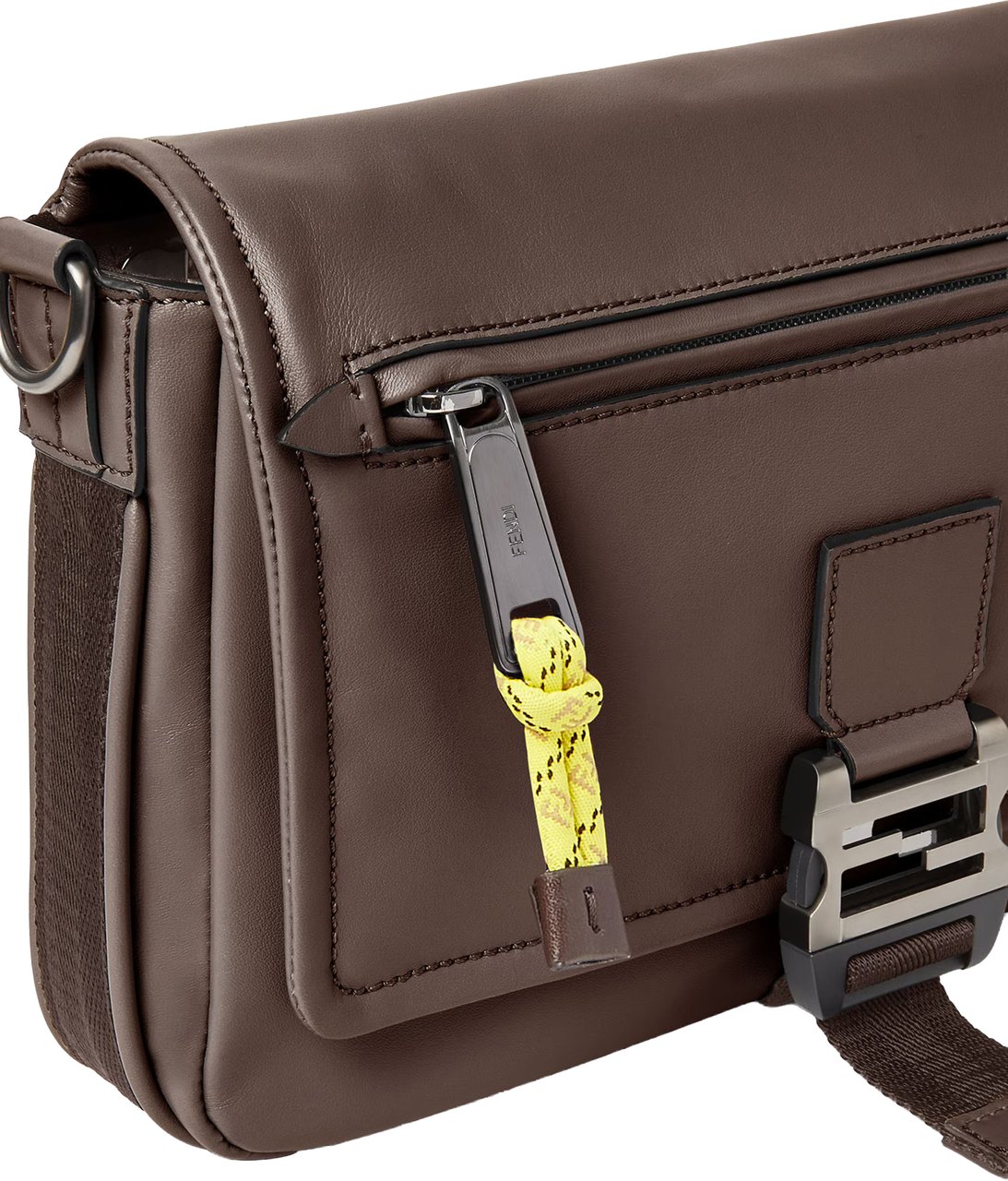 Fendi Flux Messenger B Vit.Mal Brown Leather Messenger Grijs