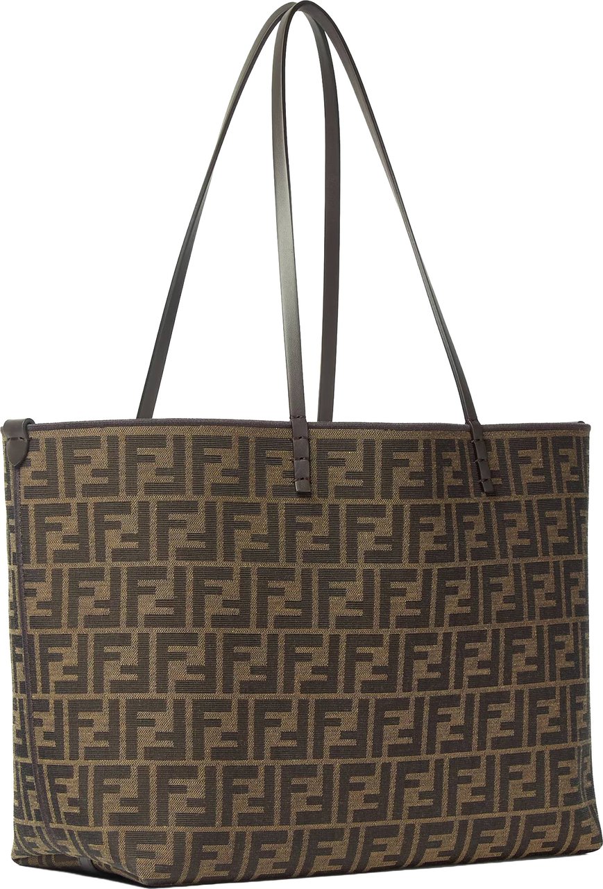 Fendi Monogram Tote Bag with Structured Form and Zip Pocket Bruin
