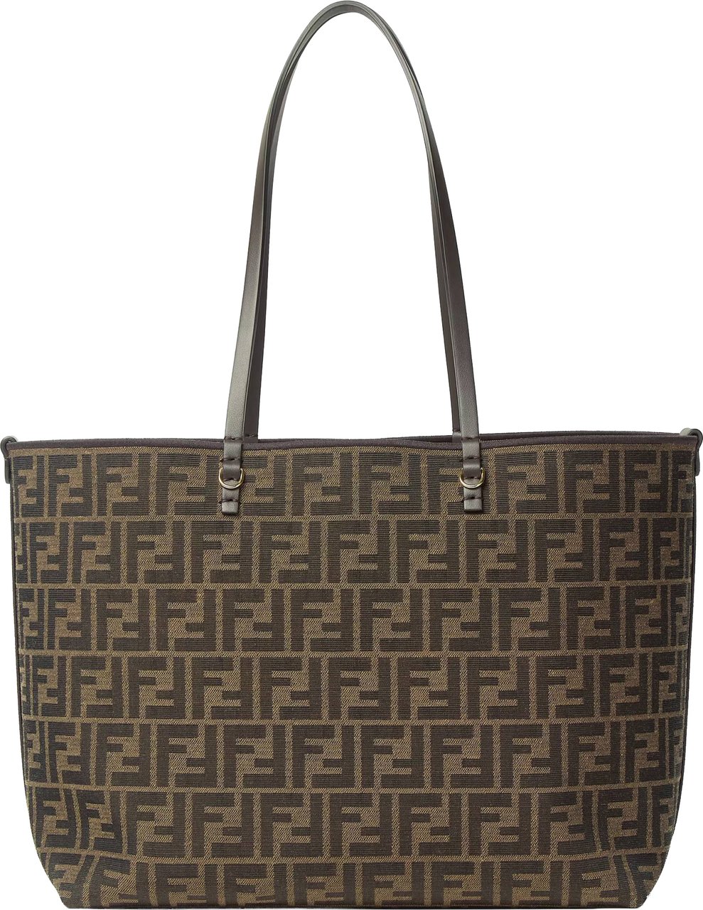 Fendi Monogram Tote Bag with Structured Form and Zip Pocket Bruin