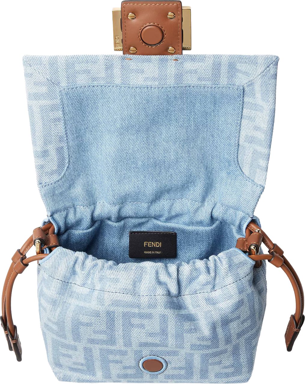 Fendi Soft Rectangular Baguette Bag with Monogram Pattern and Leather Accents Wit