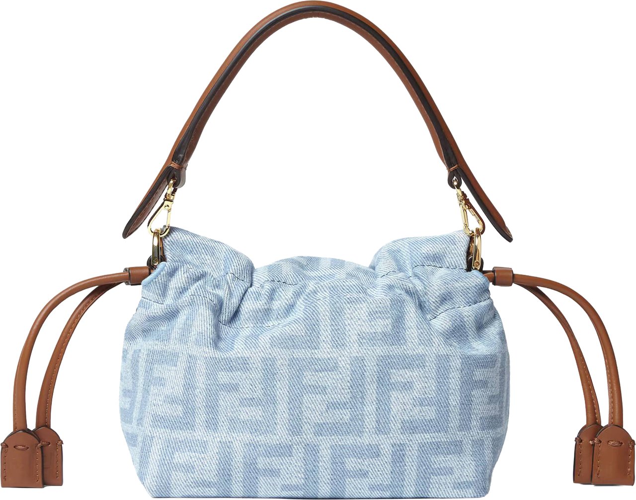 Fendi Soft Rectangular Baguette Bag with Monogram Pattern and Leather Accents Wit