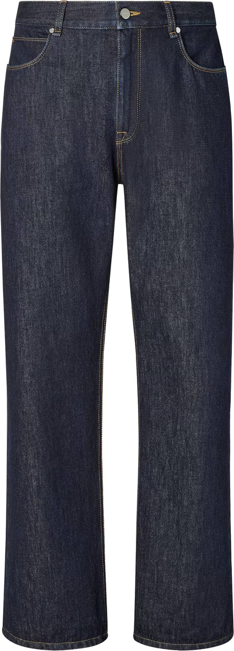 Fendi Straight-Leg Denim Jeans with Contrast Stitching and Logo Patch Zwart