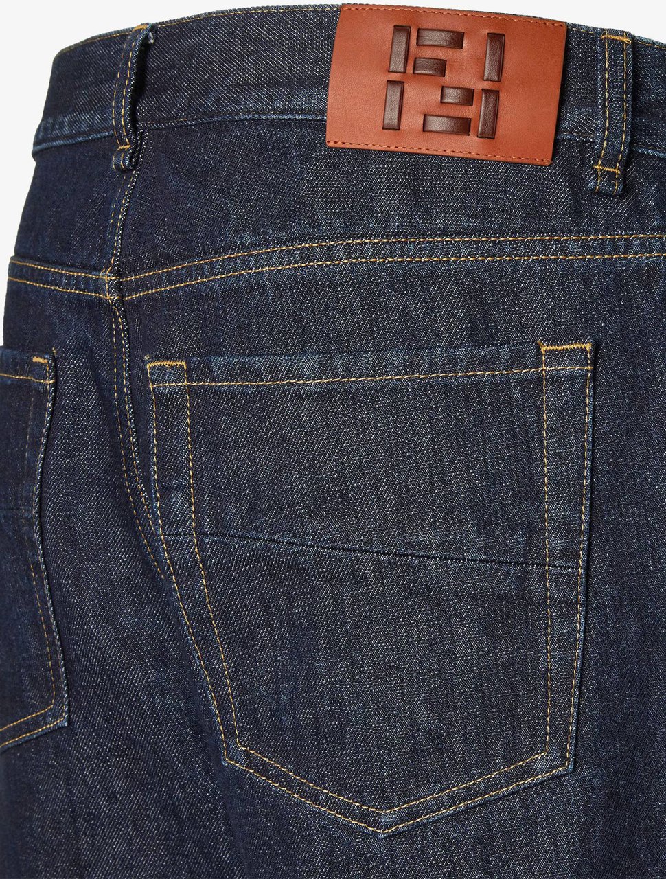 Fendi Straight-Leg Denim Jeans with Contrast Stitching and Logo Patch Zwart