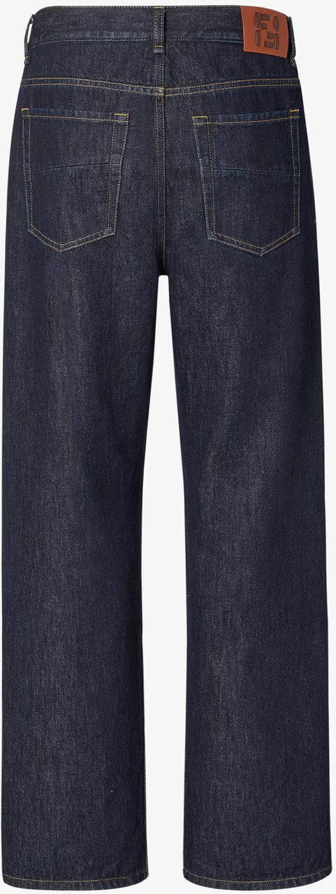 Fendi Straight-Leg Denim Jeans with Contrast Stitching and Logo Patch Zwart