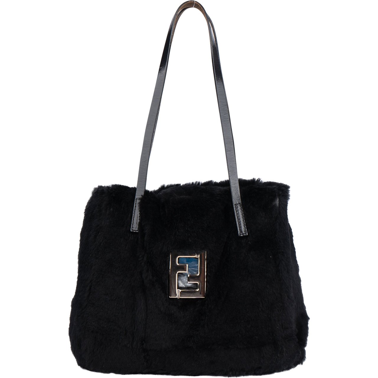 Fendi Fendi FF Buckle Black Fur Shoulder Bag Divers