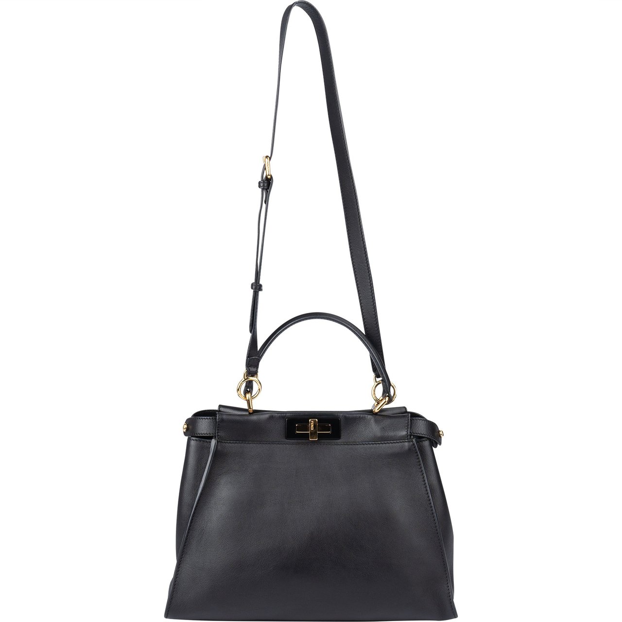 Fendi Fendi Black Leather Peekaboo Handbag Zwart
