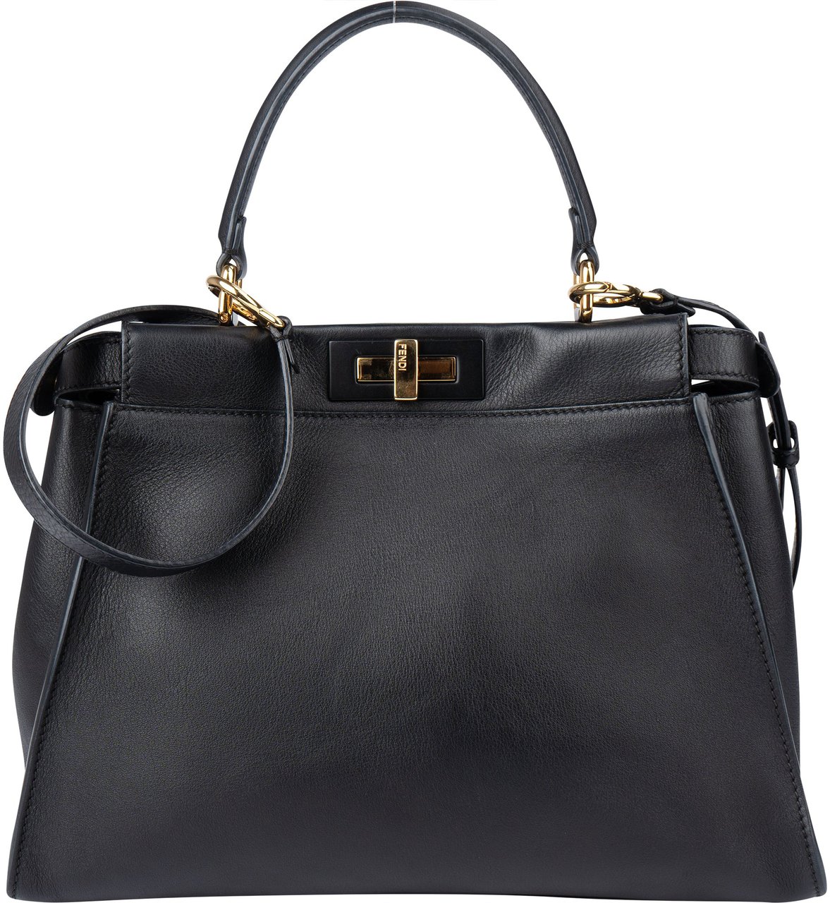 Fendi Fendi Black Leather Peekaboo Handbag Zwart