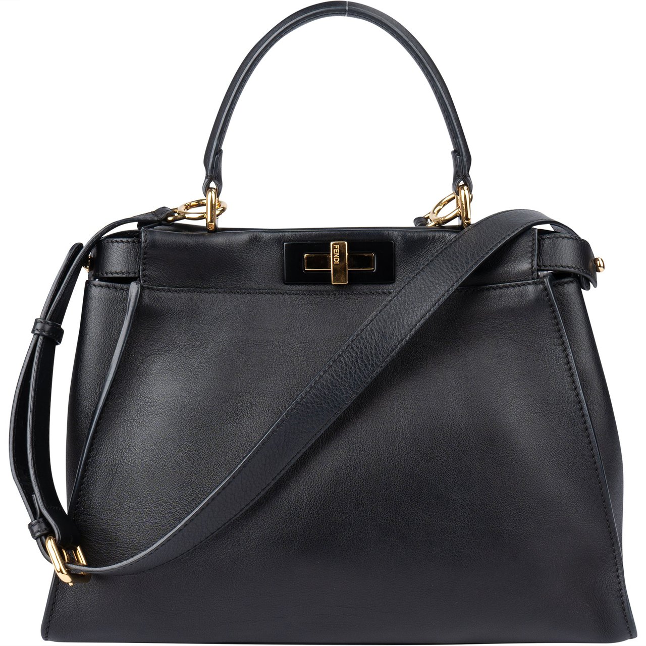 Fendi Fendi Black Leather Peekaboo Handbag Zwart