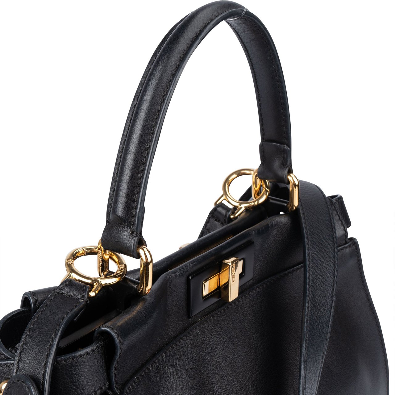 Fendi Fendi Black Leather Peekaboo Handbag Zwart