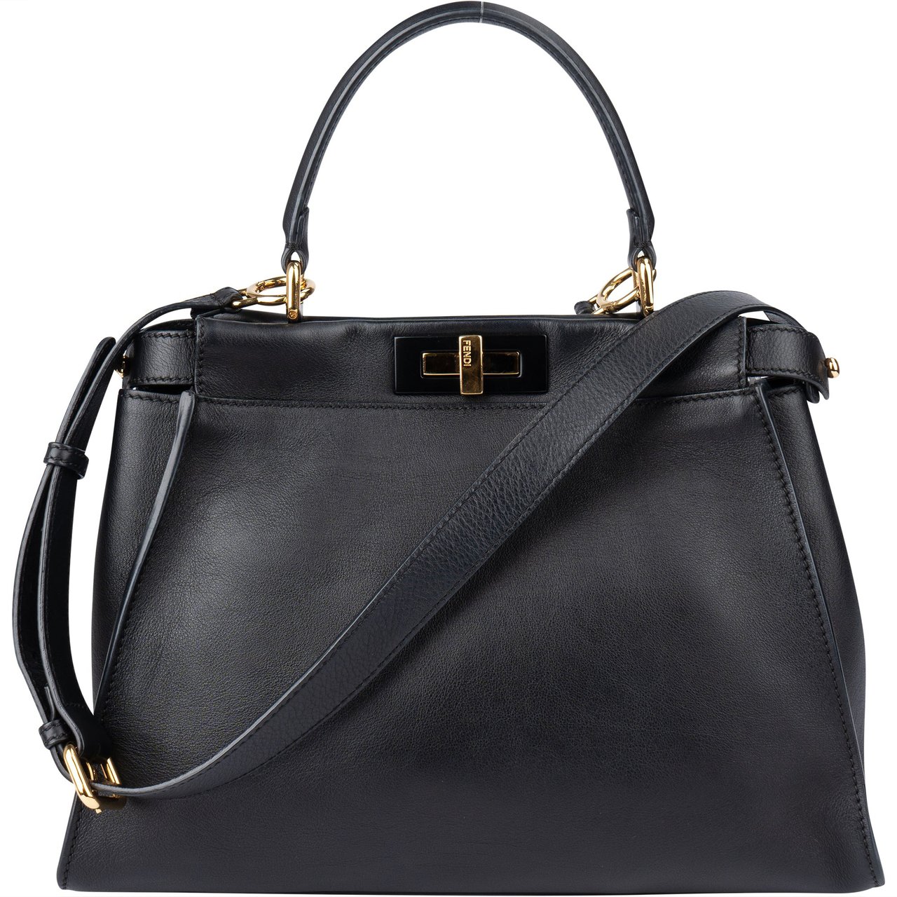 Fendi Fendi Black Leather Peekaboo Handbag Zwart