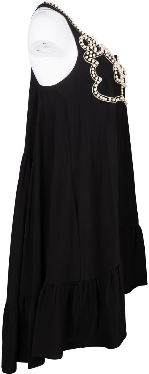 Fendi Fendi Black Silk Pearl Dress (IT38 / FR34) Zwart