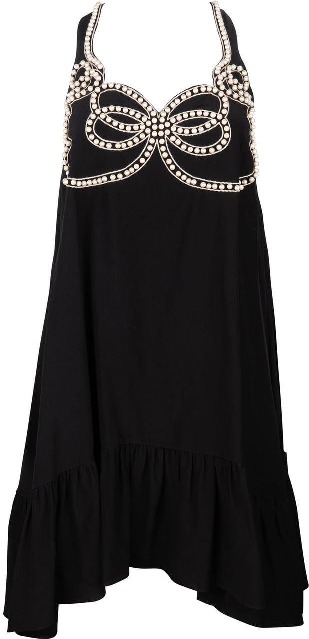 Fendi Black Silk Pearl Dress (IT38 / FR34) Zwart