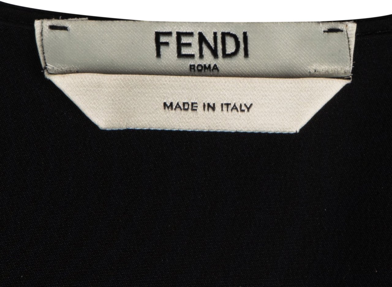 Fendi Fendi Black Silk Pearl Dress (IT38 / FR34) Zwart