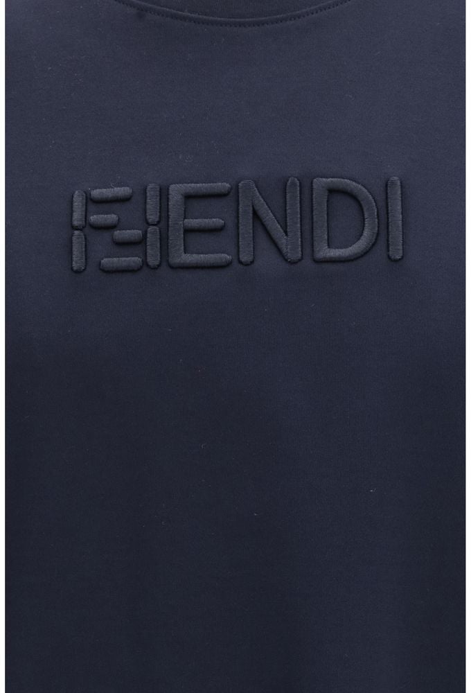 Fendi Blue Cotton T-Shirt Blauw