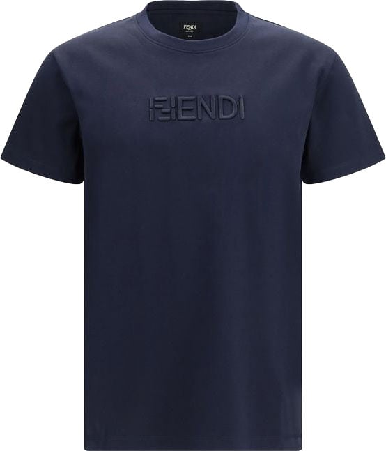 Fendi Blue Cotton T-Shirt Blauw
