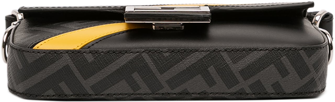 Fendi Zucca Coated Canvas FF 1974 Diagonal Convertible Baguette Satchel Zwart