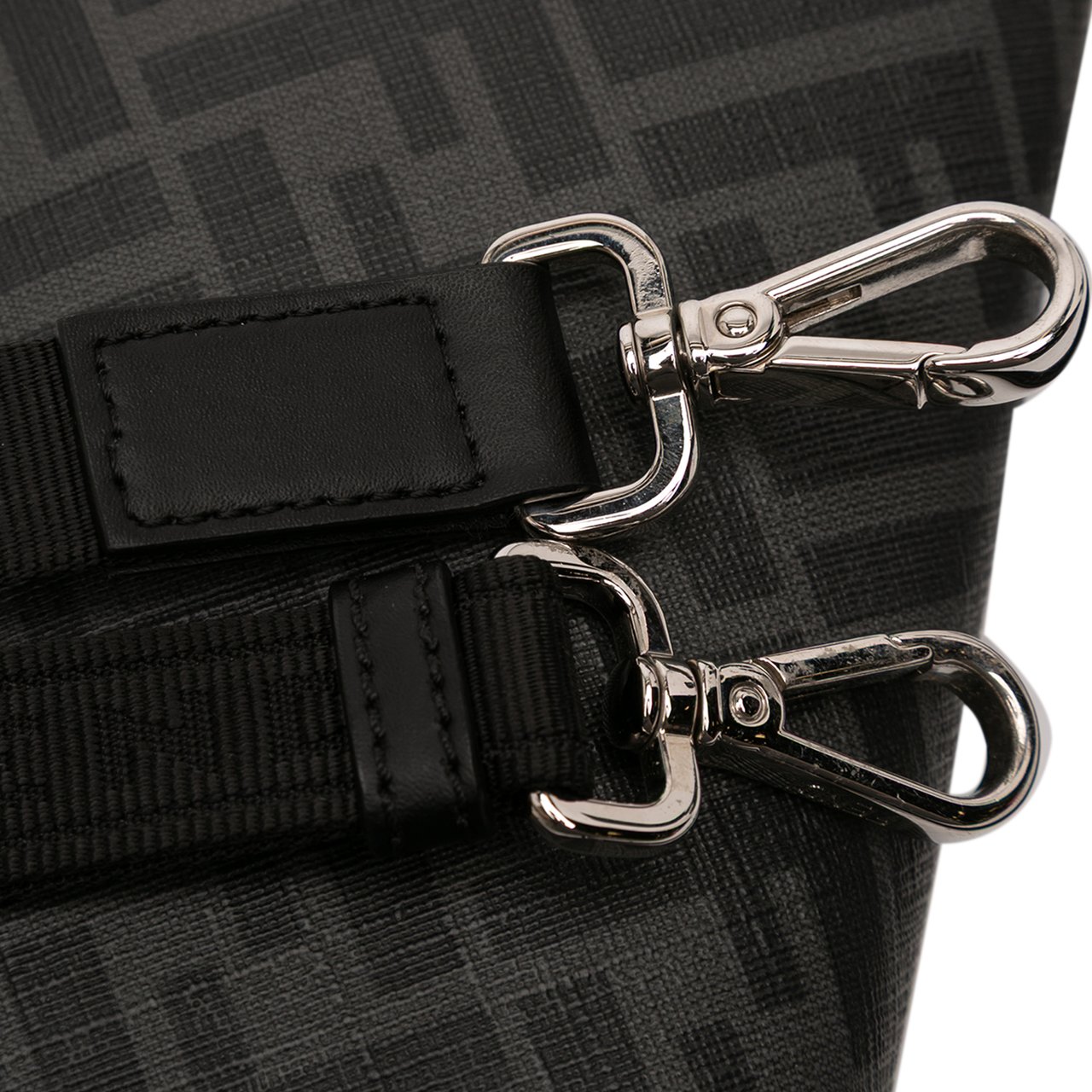 Fendi Zucca Coated Canvas FF 1974 Diagonal Convertible Baguette Satchel Zwart