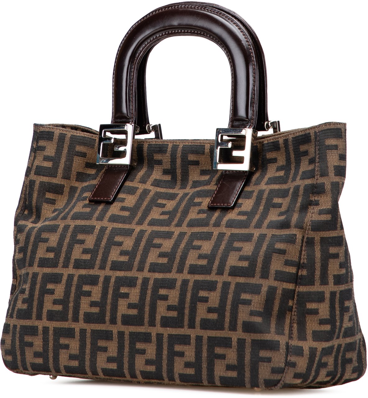 Fendi Small Zucca Canvas Twins Tote Bruin