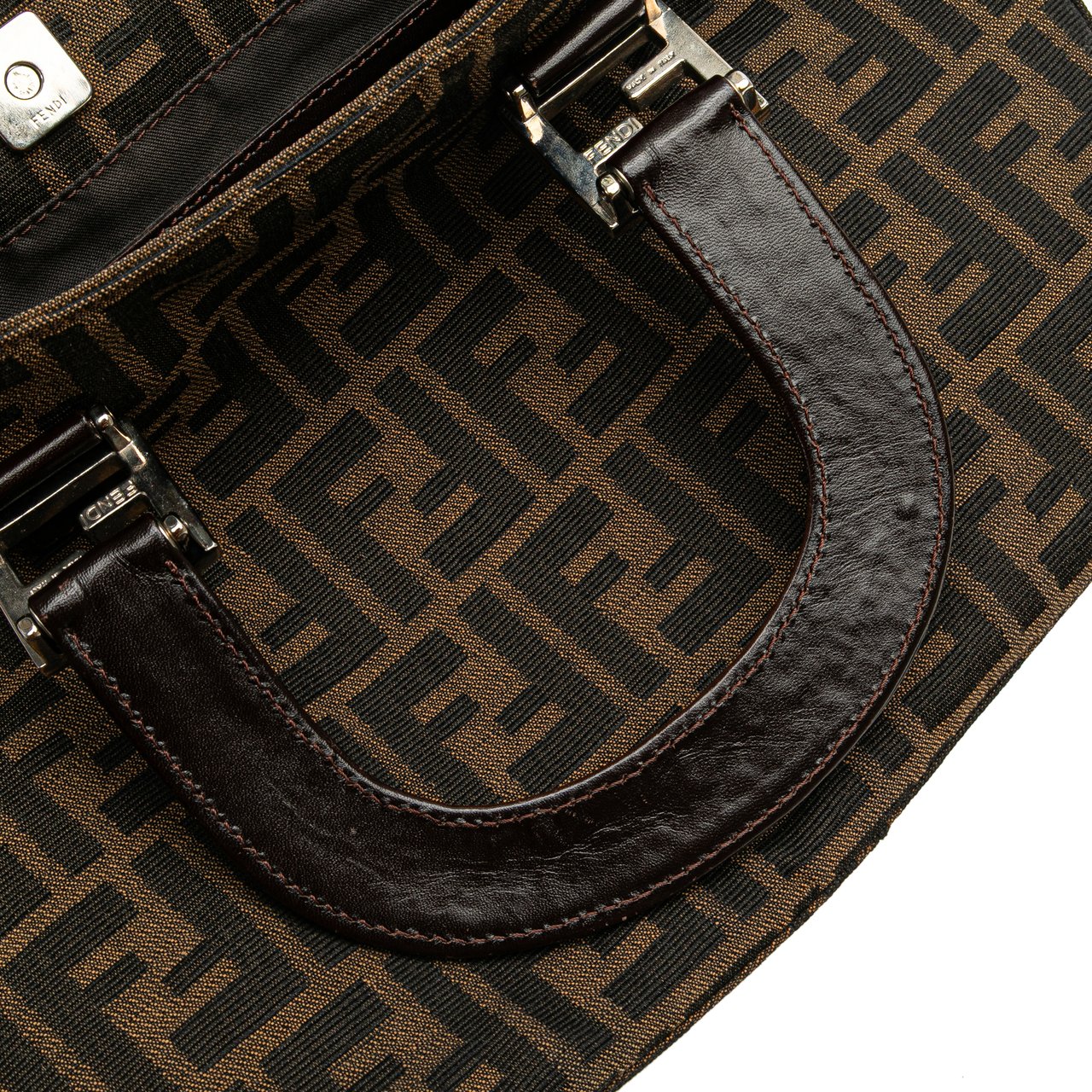 Fendi Small Zucca Canvas Twins Tote Bruin